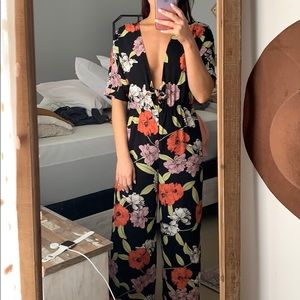 Black floral jumpsuit